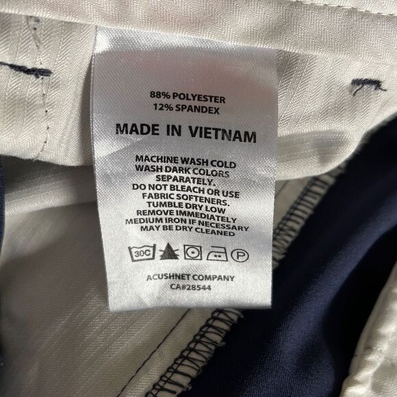 Mens. FJ Foot Joy Trousers. Size 34/30 Flat Front. Navy - Picture 4 of 6